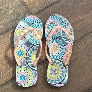 Vera Bradley Colorful Patterned Sandals with Orange Straps